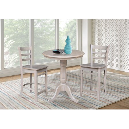 International Concepts 30 in. Round Pedestal Gathering Height Table with 2 Counter Height Stools K09-30RT-S6172-2